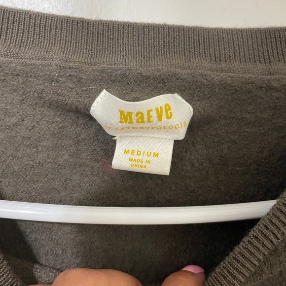 Maeve Sweaters - Maeve Anthropologie Women Medium Brown Wool Blend Ruffle 3/4 Sleeve Knit Sweater